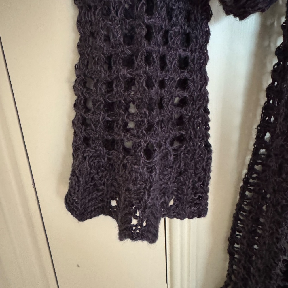 Free People Open Knit Crochet Boho Sweater Navy Size S - Picture 2 of 3